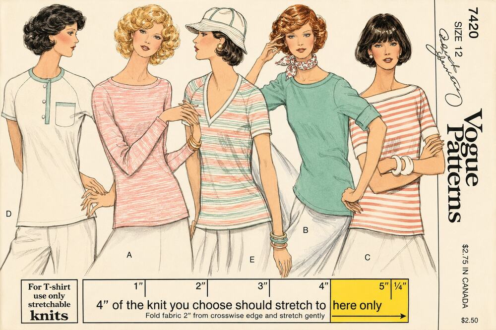 VOGUE 9420 Pattern MISSES SIZE 12 Loose Fitting Pullover T-SHIRT TOP Uncut
